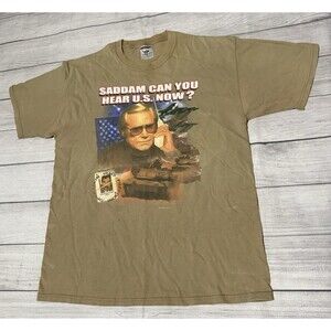 Vintage Y2K George Jones Saddam Hussein T Shirt Support Our Troops Size XL Rare